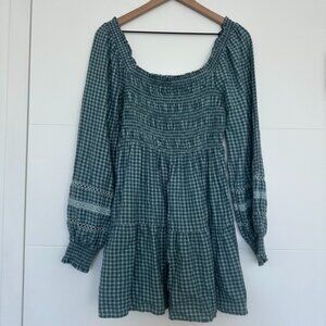 American Eagle Outfitters Long Sleeve Plaid Smock Mini Dress Size Small